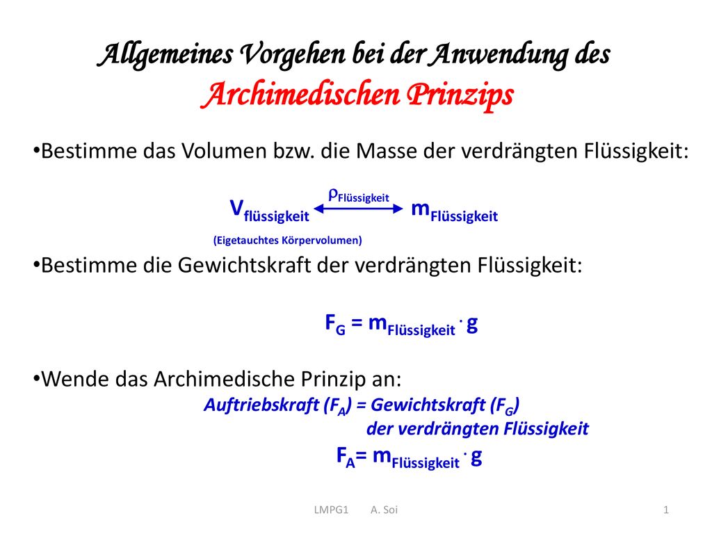 Archimedischen Prinzips Ppt Herunterladen