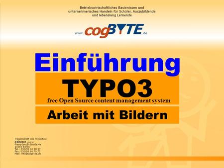 TYPO3 free Open Source content management system Einführung Arbeit mit Bildern.