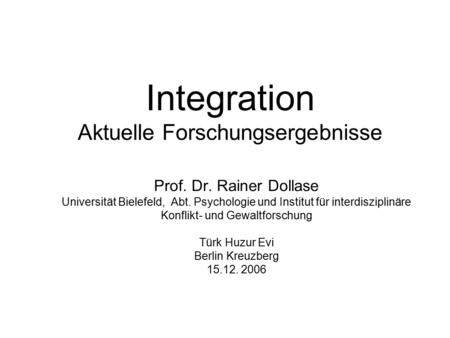 Integration Aktuelle Forschungsergebnisse
