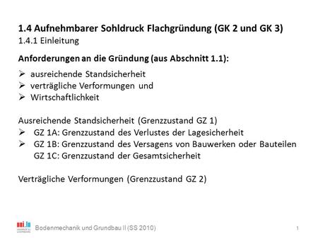 Bodenmechanik und Grundbau II (SS 2010)