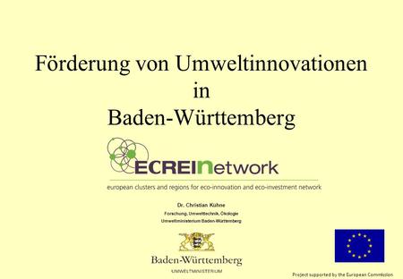 Förderung von Umweltinnovationen in Baden-Württemberg