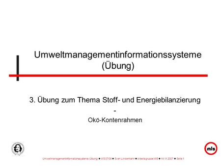 Umweltmanagementinformationssysteme (Übung)