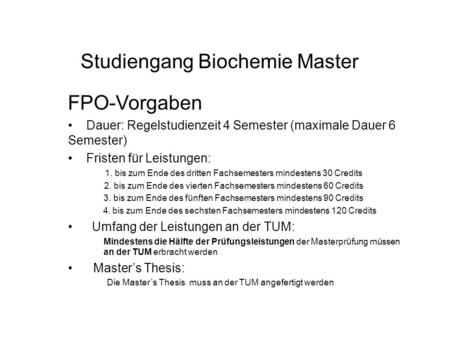 Studiengang Biochemie Master