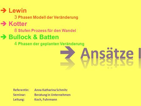  Ansätze I  Lewin  Kotter  Bullock & Batten