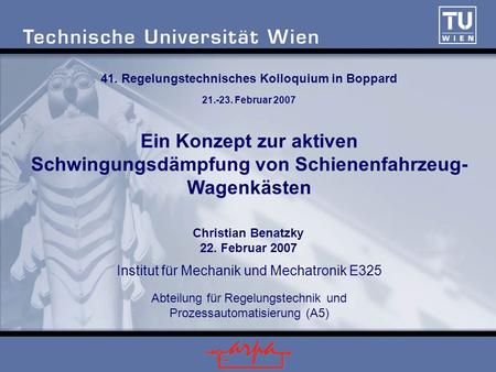41. Regelungstechnisches Kolloquium in Boppard