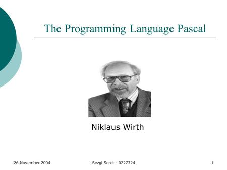 The Programming Language Pascal