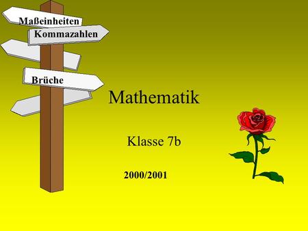 Maßeinheiten Kommazahlen Brüche Mathematik Klasse 7b 2000/2001.