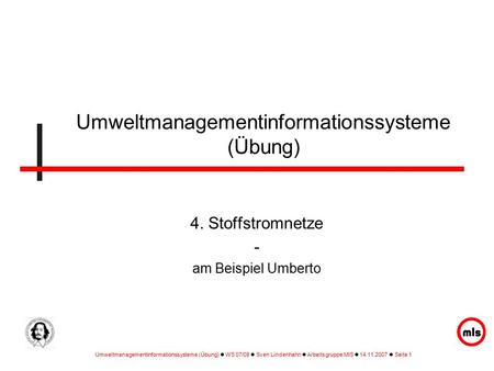 Umweltmanagementinformationssysteme (Übung)