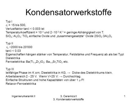 Kondensatorwerkstoffe