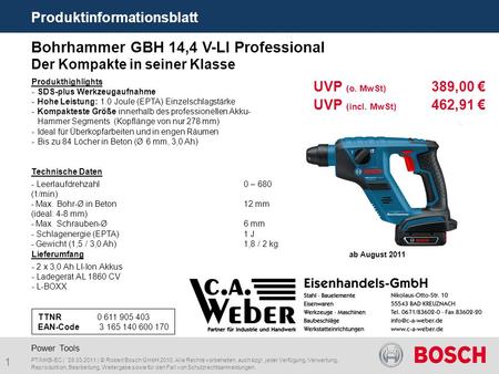 Bohrhammer GBH 14,4 V-LI Professional