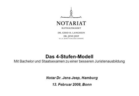Notar Dr. Jens Jeep, Hamburg 13. Februar 2008, Bonn