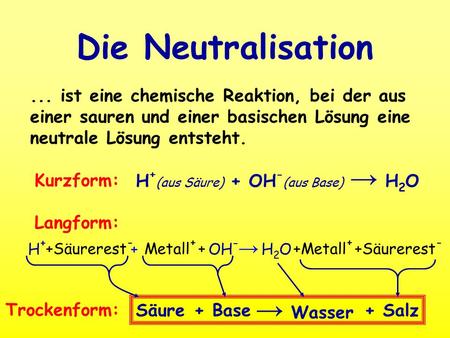 Die Neutralisation → Wasser
