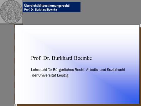 Prof. Dr. Burkhard Boemke