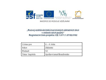 Registrační číslo projektu: CZ.1.07/1.1.07/