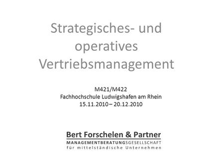 M421/M422 Fachhochschule Ludwigshafen am Rhein –