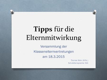 Tipps für die Elternmitwirkung