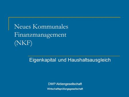 Neues Kommunales Finanzmanagement (NKF)