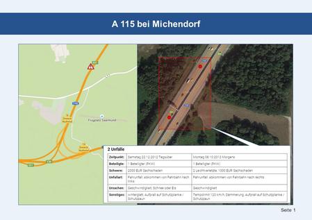 Seite 1 A 115 bei Michendorf. Seite 2 A 2 bei Wenzlow.