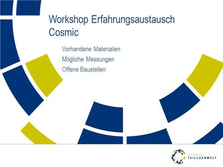 Workshop Erfahrungsaustausch Cosmic