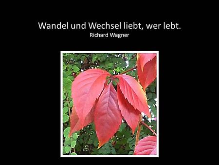 Wandel und Wechsel liebt, wer lebt. Richard Wagner.