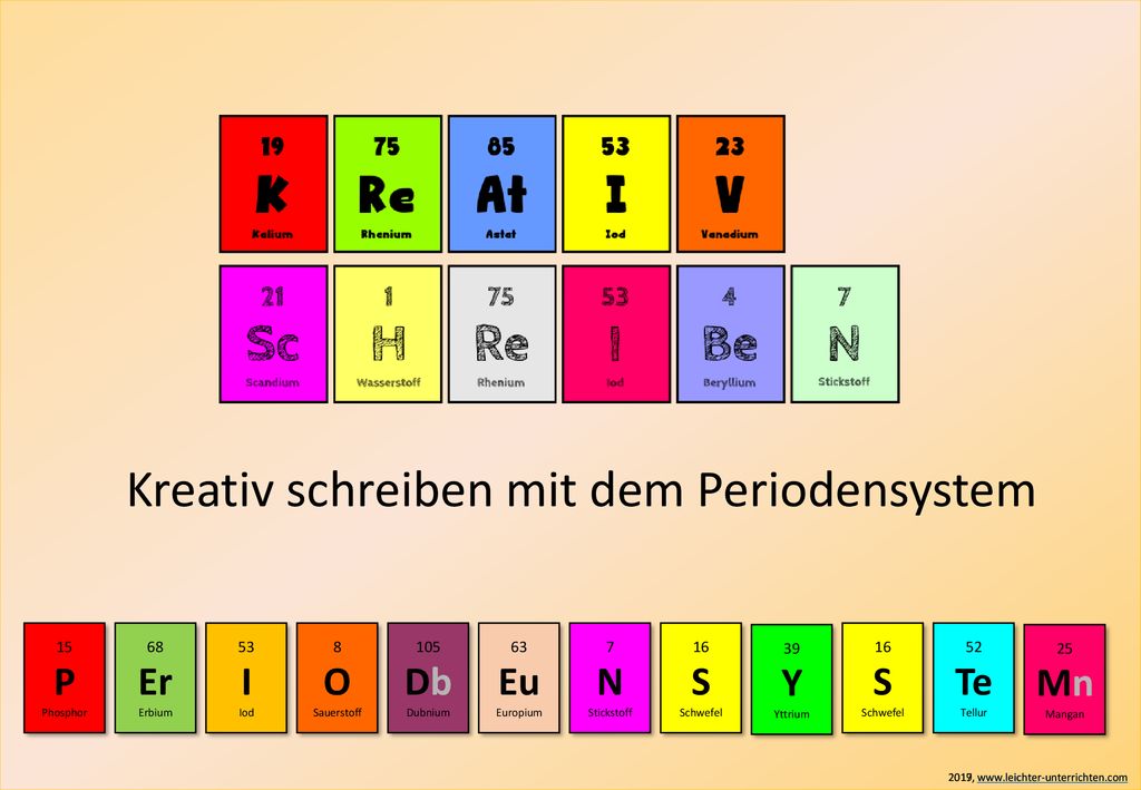 Kreativ Schreiben Mit Dem Periodensystem Ppt Herunterladen