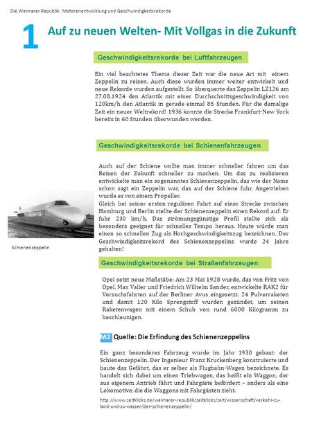 1 Geschwindigkeitsrekorde bei Luftfahrzeugen Geschwindigkeitsrekorde bei Schienenfahrzeugen Schienenzeppelin M2 Quelle: Die Erfindung des Schienenzeppelins.
