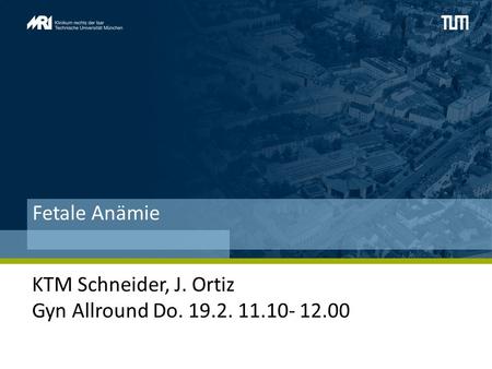 Fetale Anämie KTM Schneider, J. Ortiz Gyn Allround Do. 19.2. 11.10- 12.00.