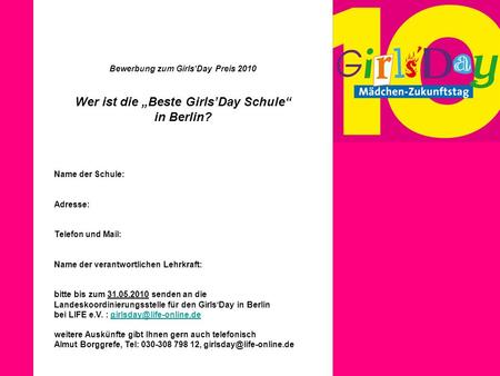 Wer ist die „Beste Girls’Day Schule“ in Berlin?