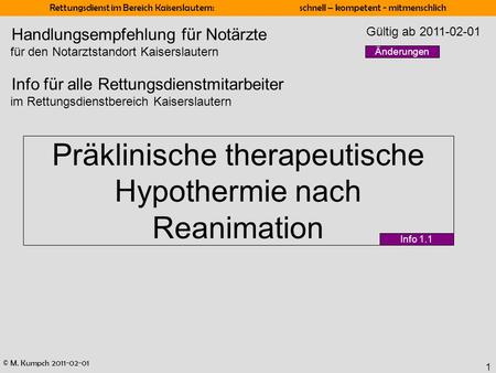 Präklinische therapeutische Hypothermie nach Reanimation