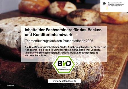 Inhalte der Fachseminare für das Bäcker- und Konditorenhandwerk Themenauszüge aus den Präsentationen 2006 Die Qualifizierungsmaßnahmen für das Ernährungshandwerk.
