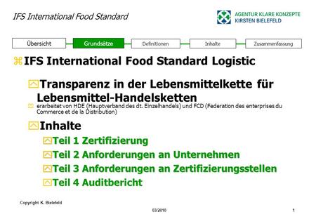 IFS International Food Standard Logistic