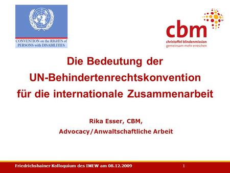 UN-Behindertenrechtskonvention für die internationale Zusammenarbeit