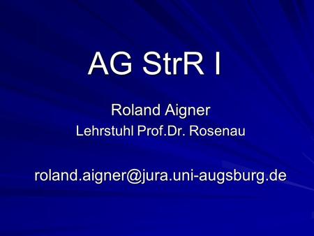 Lehrstuhl Prof.Dr. Rosenau