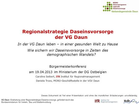 Regionalstrategie Daseinsvorsorge der VG Daun