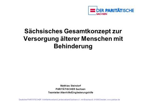 PARITÄTISCHER Sachsen Teamleiter Altenhilfe/Eingliederungshilfe