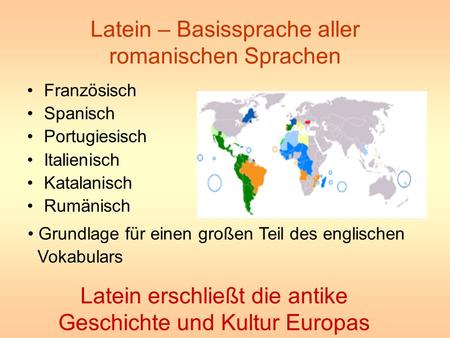 Latein – Basissprache aller romanischen Sprachen