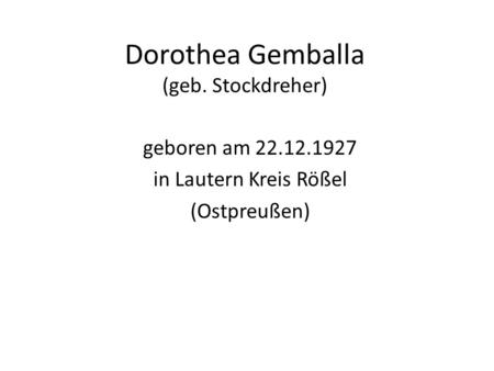 Dorothea Gemballa (geb. Stockdreher)