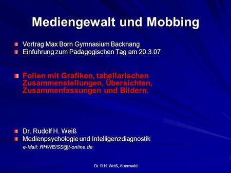 Mediengewalt und Mobbing