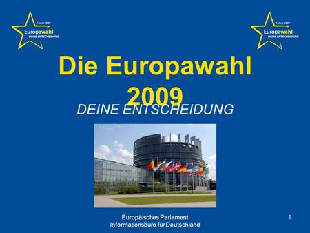 Die Europawahl 2009 DEINE ENTSCHEIDUNG Europäisches Parlament