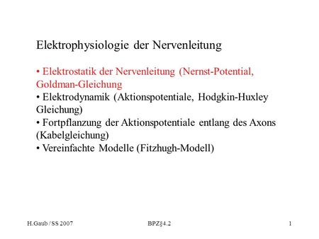 Elektrophysiologie der Nervenleitung