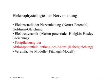 Elektrophysiologie der Nervenleitung