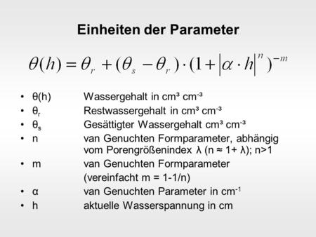 Einheiten der Parameter