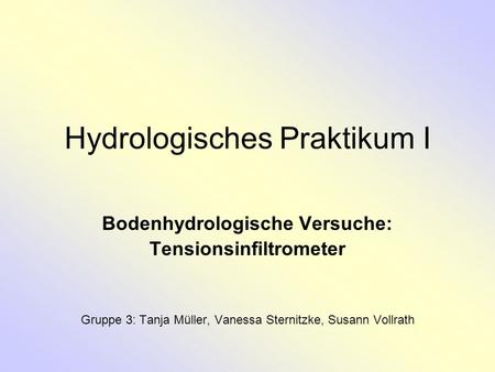 Hydrologisches Praktikum I