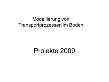 Projekte 2009 Modellierung von Transportprozessen im Boden.