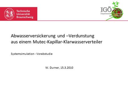 Systemsimulation - Vorabstudie W. Durner,