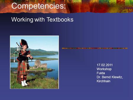 Competencies: Working with Textbooks Workshop Fulda