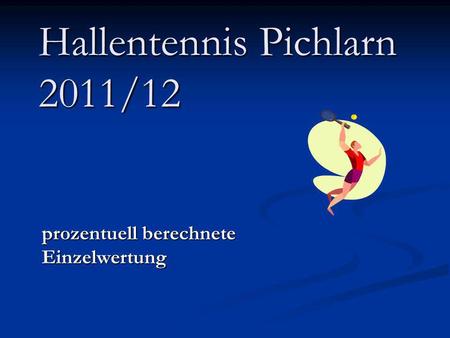 Hallentennis Pichlarn 2011/12 prozentuell berechnete Einzelwertung.