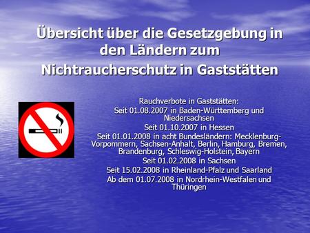Rauchverbote in Gaststätten: