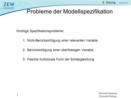 Probleme der Modellspezifikation