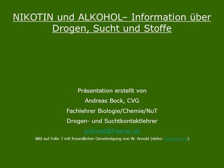 NIKOTIN und ALKOHOL– Information über Drogen, Sucht und Stoffe